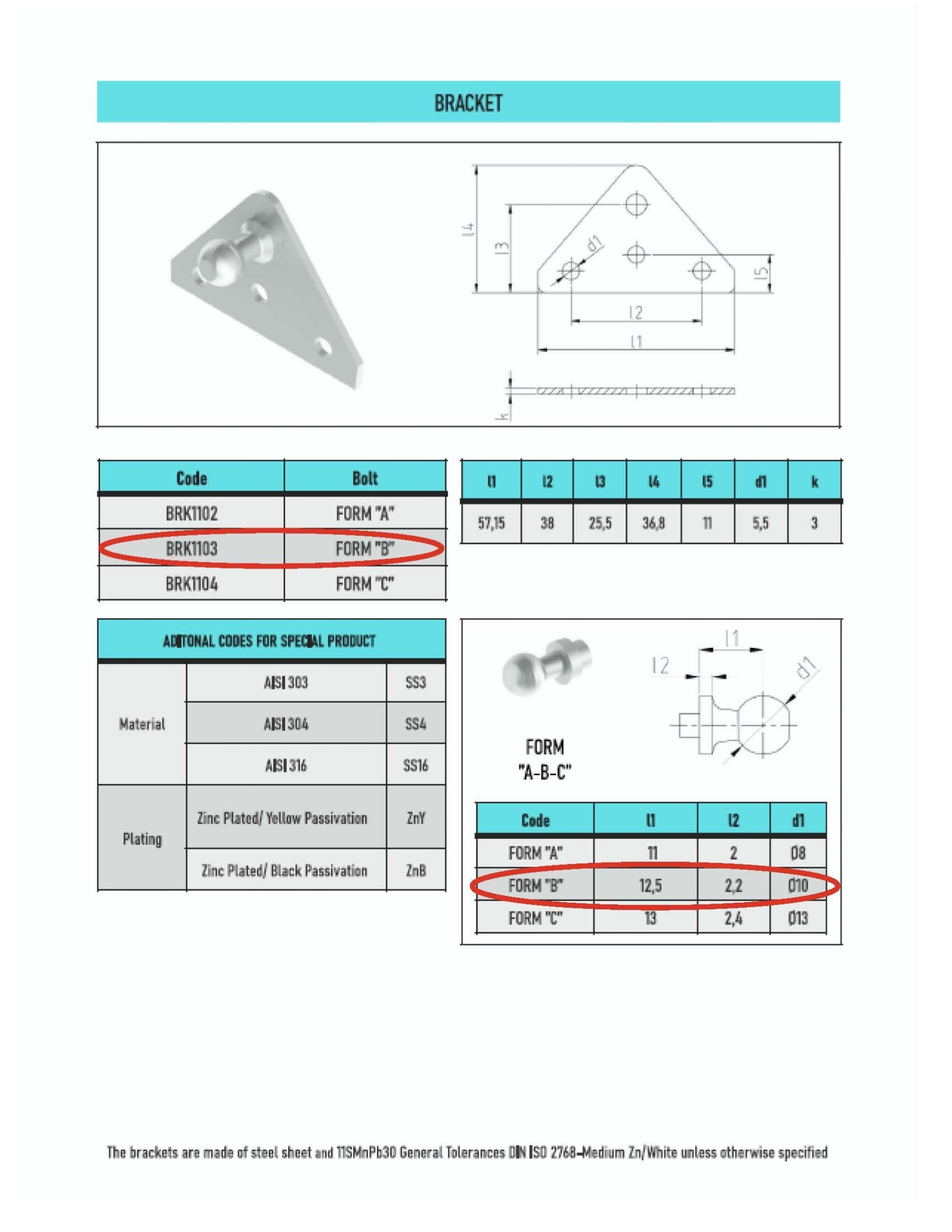 SpringFixUk 2x 10mm stainless steel gas strut ball stud brackets, angled triangular mounting plates, AISI 304.