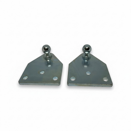 SpringFixUk 2x heavy duty zinc plated steel gas strut brackets with 13mm ball stud mounts.