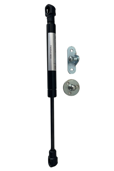 SpringFixUk 2x 140N short black gas struts, 208mm extended length, for toolboxes and small hatches. Includes mounting hardware.