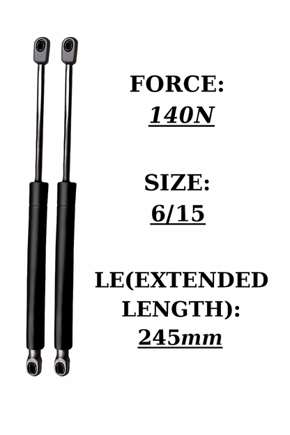 SpringFixUk pair of 2x 140N short gas struts, 245mm extended length, 6/15mm size, for toolboxes and small hatches.