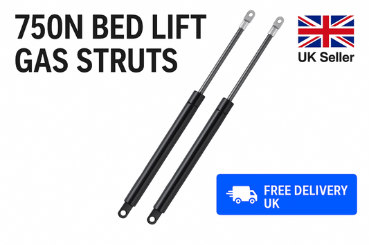 SpringFixUk pair of 750N 360mm gas struts with 8mm eye ends for ottoman storage beds.