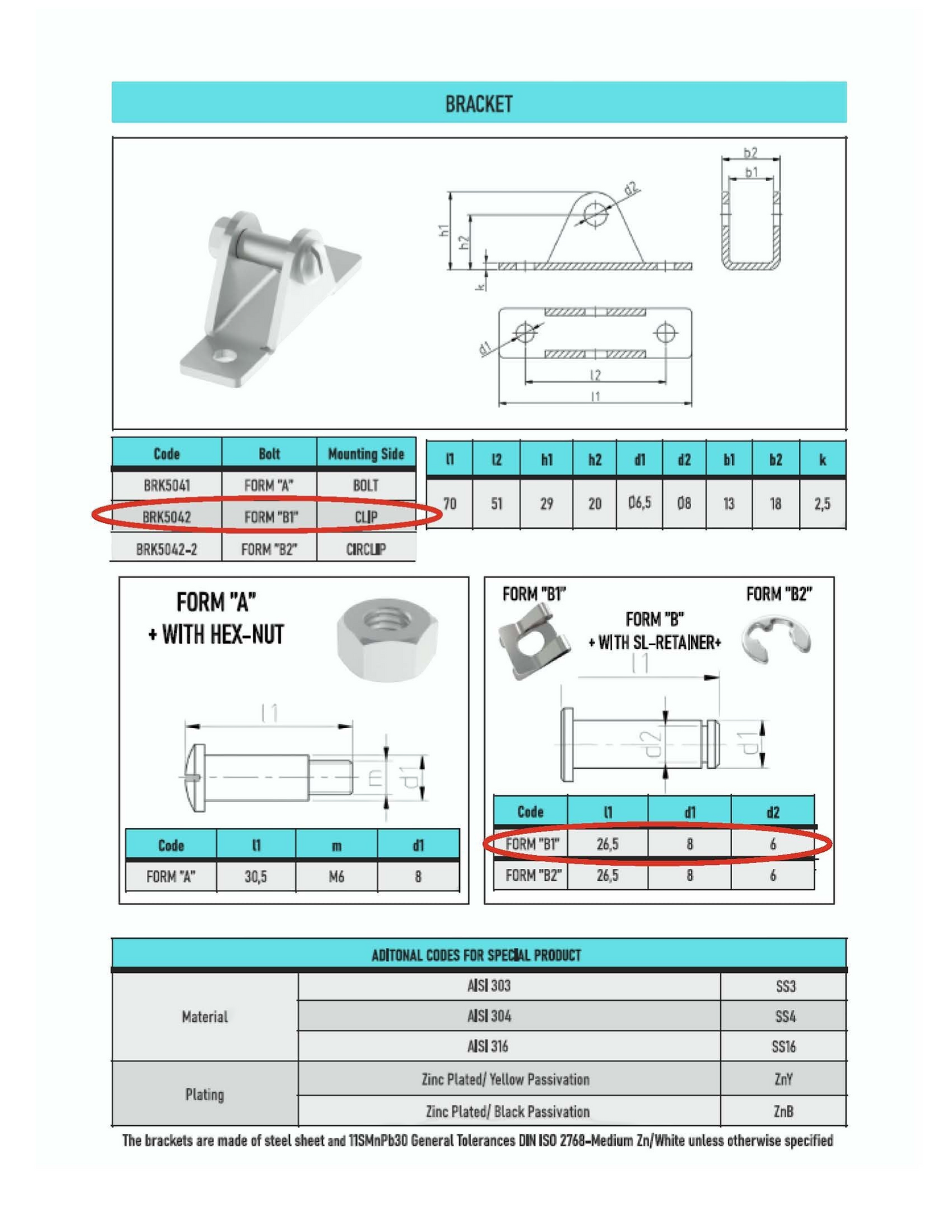 SpringFixUk 2x 8mm pin mount gas strut brackets, zinc plated steel, clip type quick fit. Ideal for toolboxes, hatches, and panels.