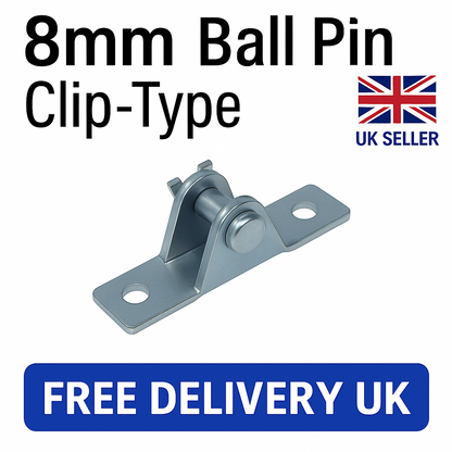 SpringFixUk 2x 8mm pin mount gas strut brackets, clip-type, zinc-plated steel, quick fit.