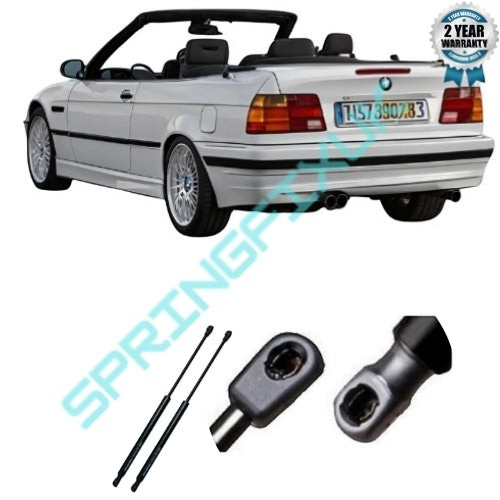 SpringFixUk 2x front hood gas struts for BMW 3 Series E36 Cabrio, 280N, 410mm length, black steel.