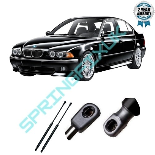 SpringFixUk 2x rear tailgate gas struts for BMW 5 Series E39 Touring, 560N force, black steel construction.