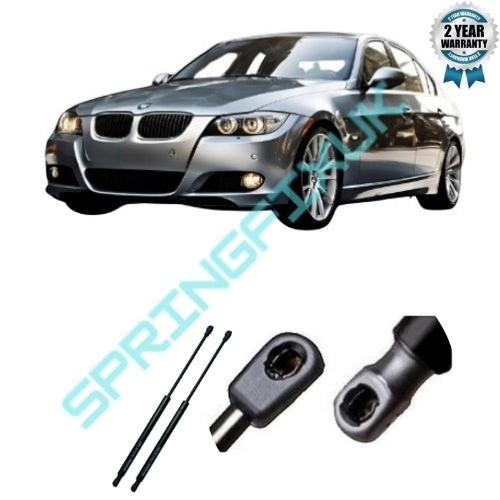 SpringFixUk 2x black steel hood gas struts for BMW 3 Series E90/E91, 330N, 400mm length.