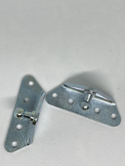 SpringFixUk 2x heavy-duty steel gas strut brackets with 10mm ball stud, right mount, zinc-plated for automotive and industrial use.