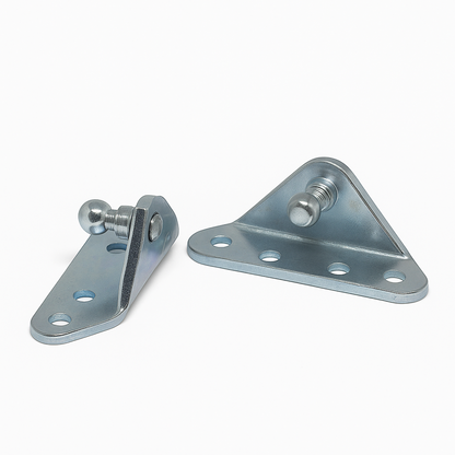 SpringFixUk 2x zinc-plated steel gas strut brackets with 10mm ball studs, right mount.