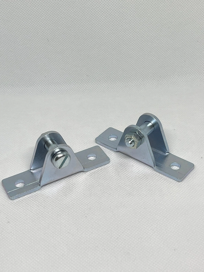 SpringFixUk pair of zinc-plated steel gas strut brackets with 8mm ball stud and M6 bolt side mount.
