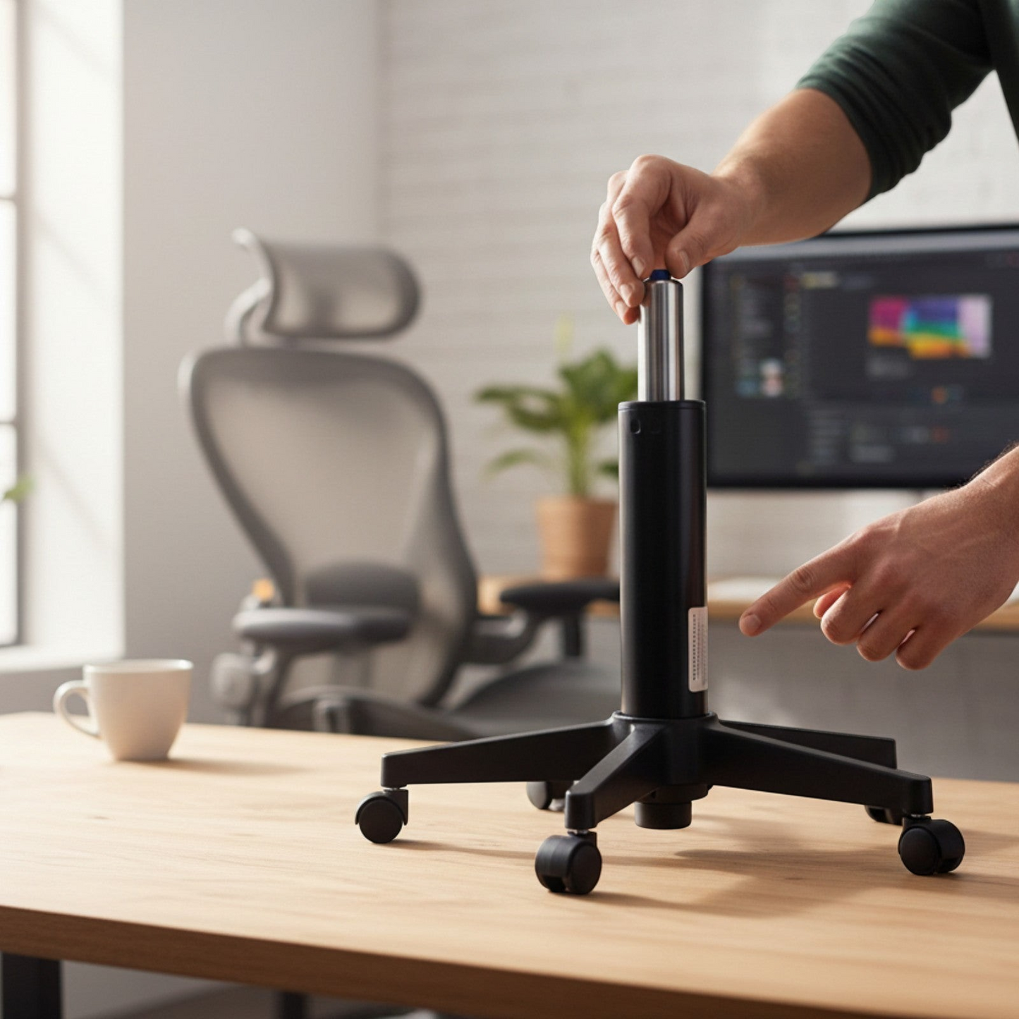 SpringFixUk heavy duty black office and gaming chair gas lift cylinder with chrome piston shaft, 260mm.