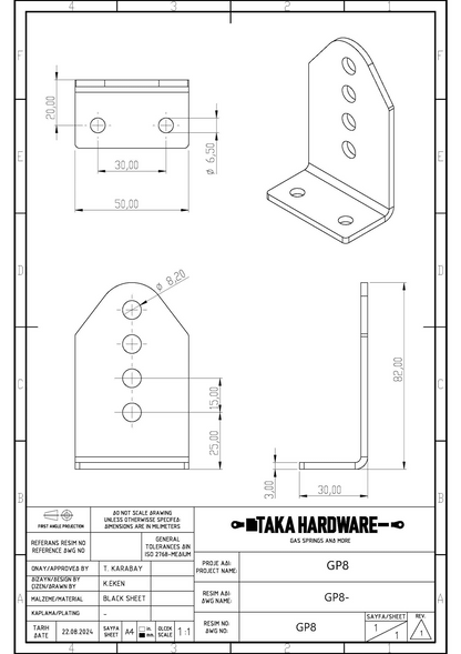 SpringFixUk 300N hydraulic gate closer arm set with M8 fittings, black powder-coated steel, for soft closing swing gates.