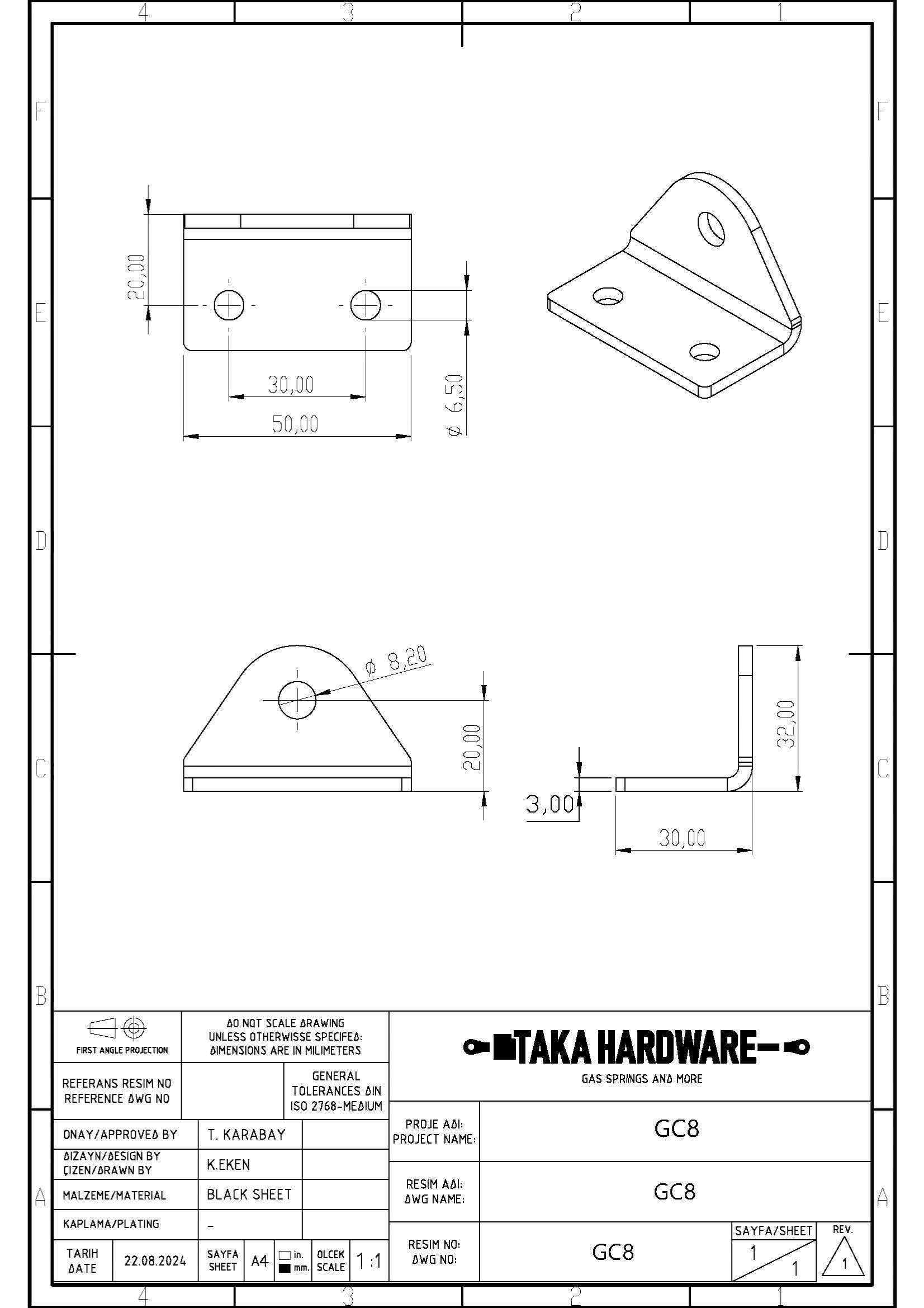 SpringFixUk hydraulic gate closer bracket, black steel, M8 fitting, for soft-close swing gates.