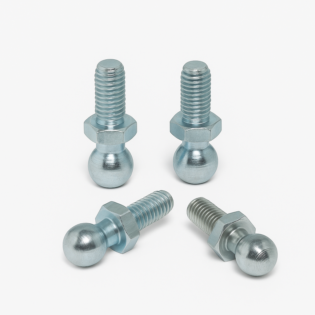SpringFixUk M6 x 10mm ball stud bolts, zinc plated steel, pack of 2. For gas struts and springs.