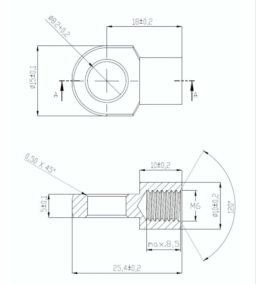 SpringFixUk M6 female thread zinc-plated steel gas strut eye end fitting with 8.2mm hole.