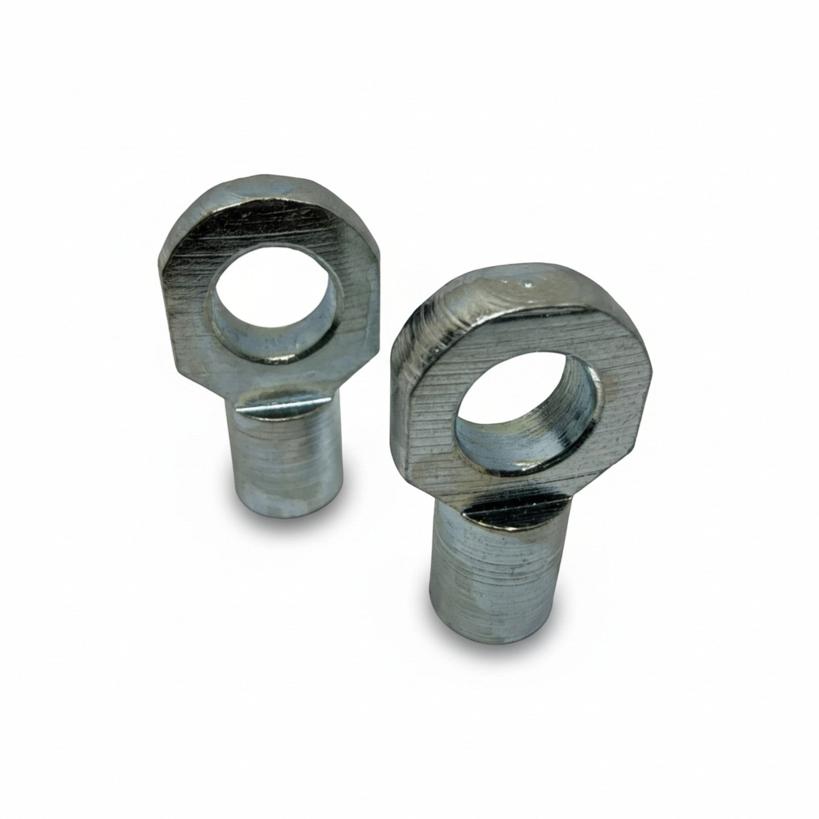 SpringFixUk pair of M6 female thread zinc-plated steel gas strut eye end fittings with 8mm hole.