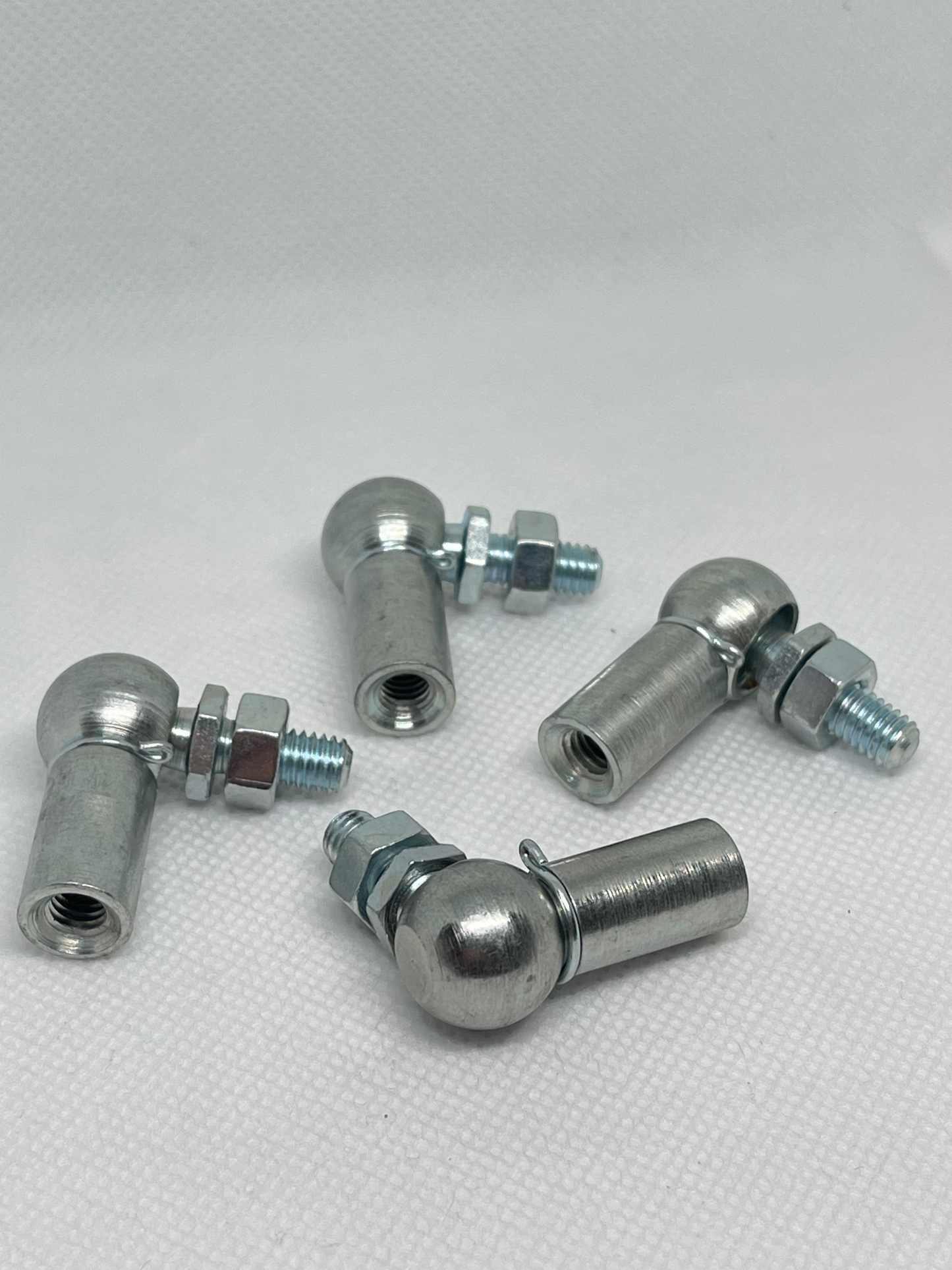 SpringFixUk M6 gas strut end fittings with 10mm ball joints, zinc plated steel, for automotive and general use.