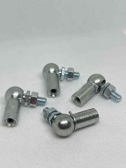 SpringFixUk M6 gas strut end fittings with 10mm ball joints, zinc plated steel, for automotive and general use.