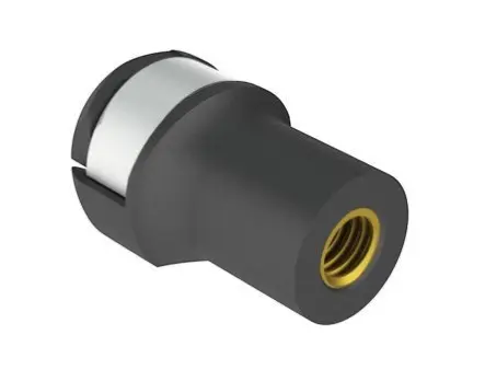 SpringFixUk M6 gas strut end fitting, black plastic with brass insert and 10mm ball socket.
