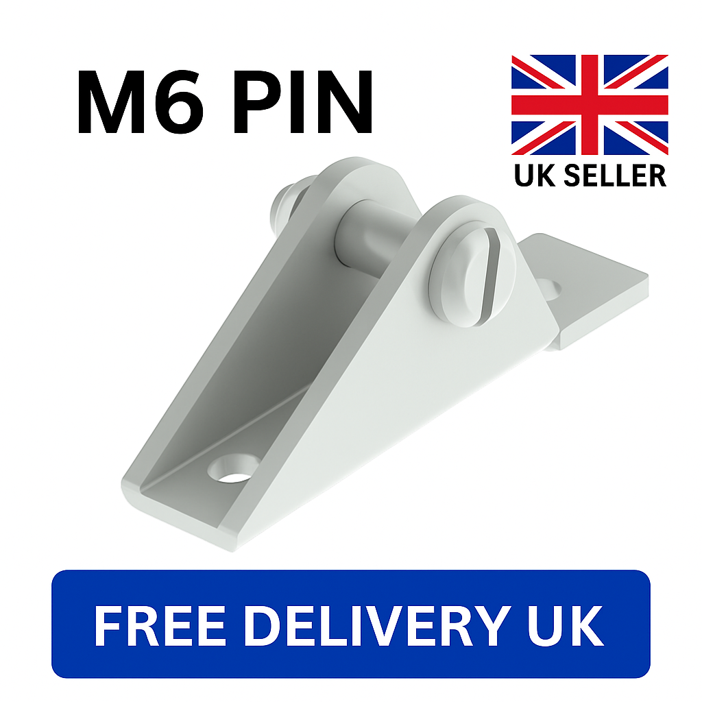 SpringFixUk M6 pin type zinc-plated gas strut pivot hinge bracket for side mounting.