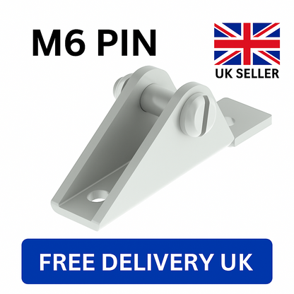 SpringFixUk M6 pin type zinc-plated gas strut pivot hinge bracket for side mounting.