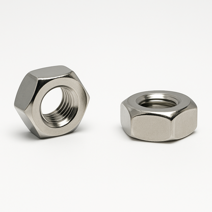 SpringFixUk M6 A2 stainless steel hex nuts, DIN 934 standard, corrosion resistant, ideal for automotive and general fastening.