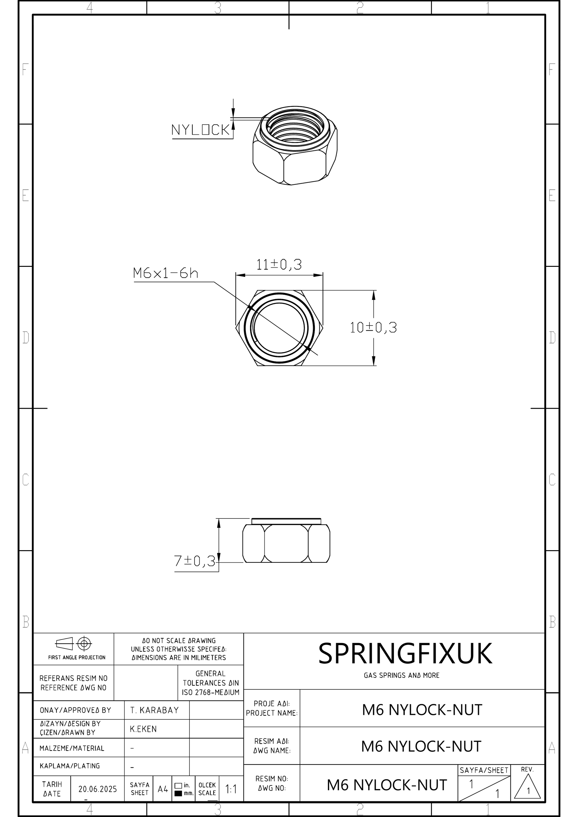 SpringFixUk M6 A2 stainless steel nyloc lock nut with nylon insert, DIN 985 standard, 10 pieces. Ideal for mechanical fittings and outdoor use.