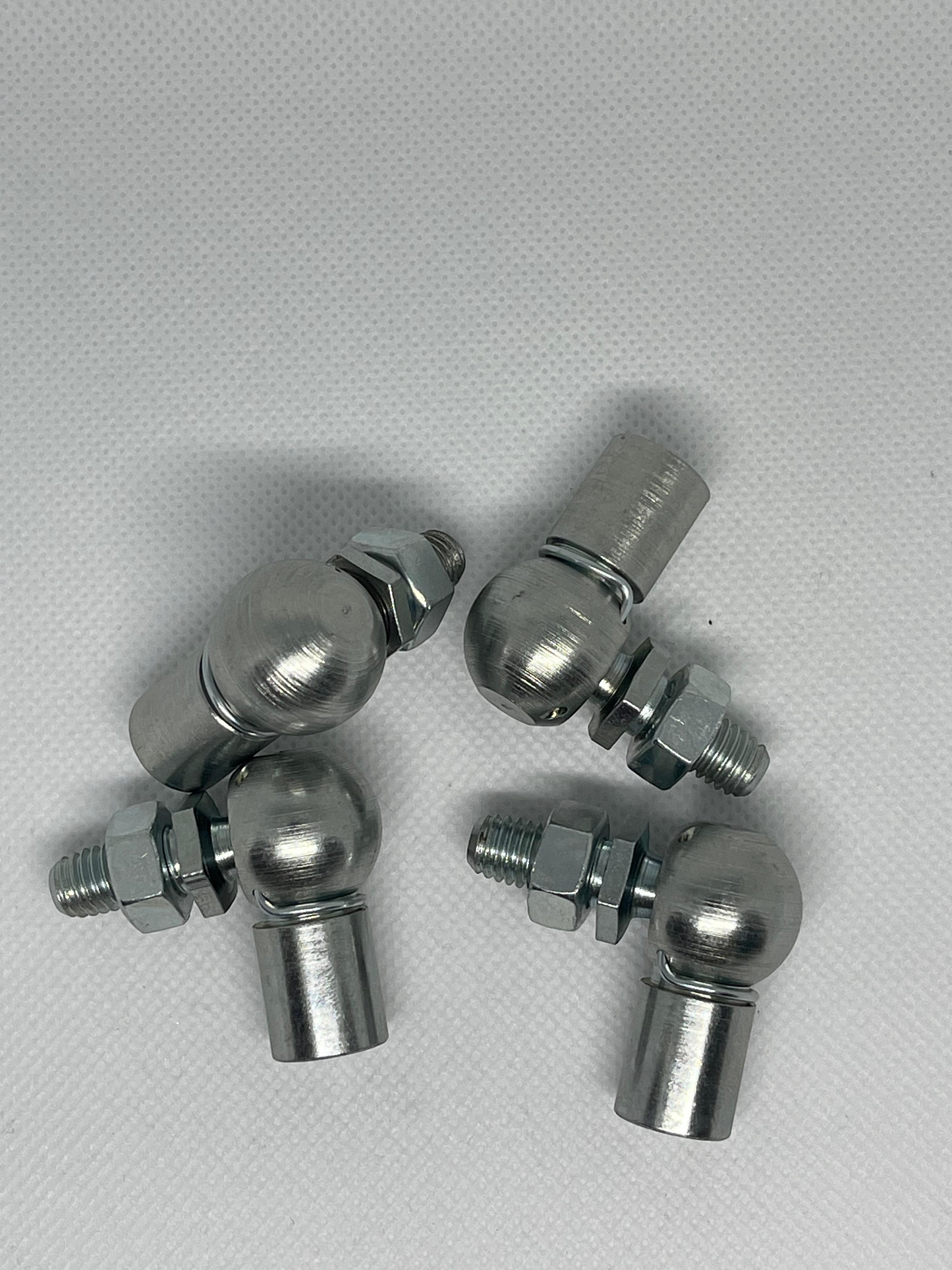 SpringFixUk 2x M8 zinc plated steel gas strut ball joint end fittings with 13mm ball and locking nuts.