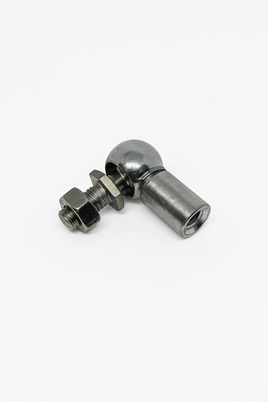 SpringFixUk M8 gas strut end fitting with 10mm ball joint, zinc-plated steel, includes nut.
