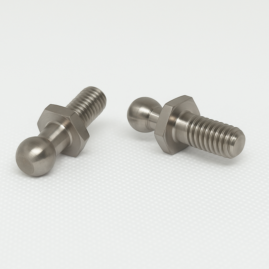 SpringFixUk 2x M8 stainless steel gas strut ball stud bolts with 10mm ball, ideal for automotive and marine applications.