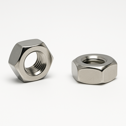 SpringFixUk M8 A2 stainless steel hex nuts, DIN 934 standard, corrosion-resistant, ideal for machinery and outdoor use.