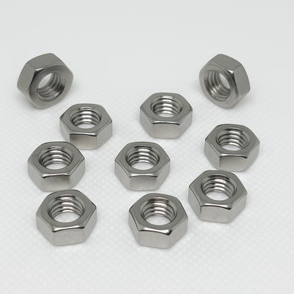 SpringFixUk M8 A2 stainless steel hex nuts, DIN 934 standard, corrosion resistant, ideal for machinery and outdoor use.