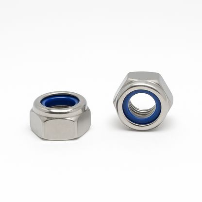 SpringFixUk M8 A2 stainless steel nyloc lock nuts with blue nylon insert, pack of 10.