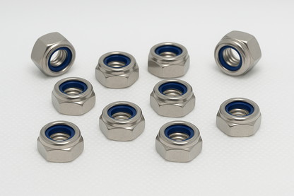 SpringFixUk M8 A2 stainless steel nyloc lock nuts with blue nylon insert, pack of 10.