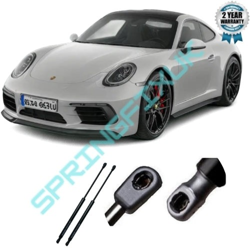SpringFixUk 2x front bonnet gas struts for Porsche 911 996, 225mm, 560N, black steel with ball socket ends.