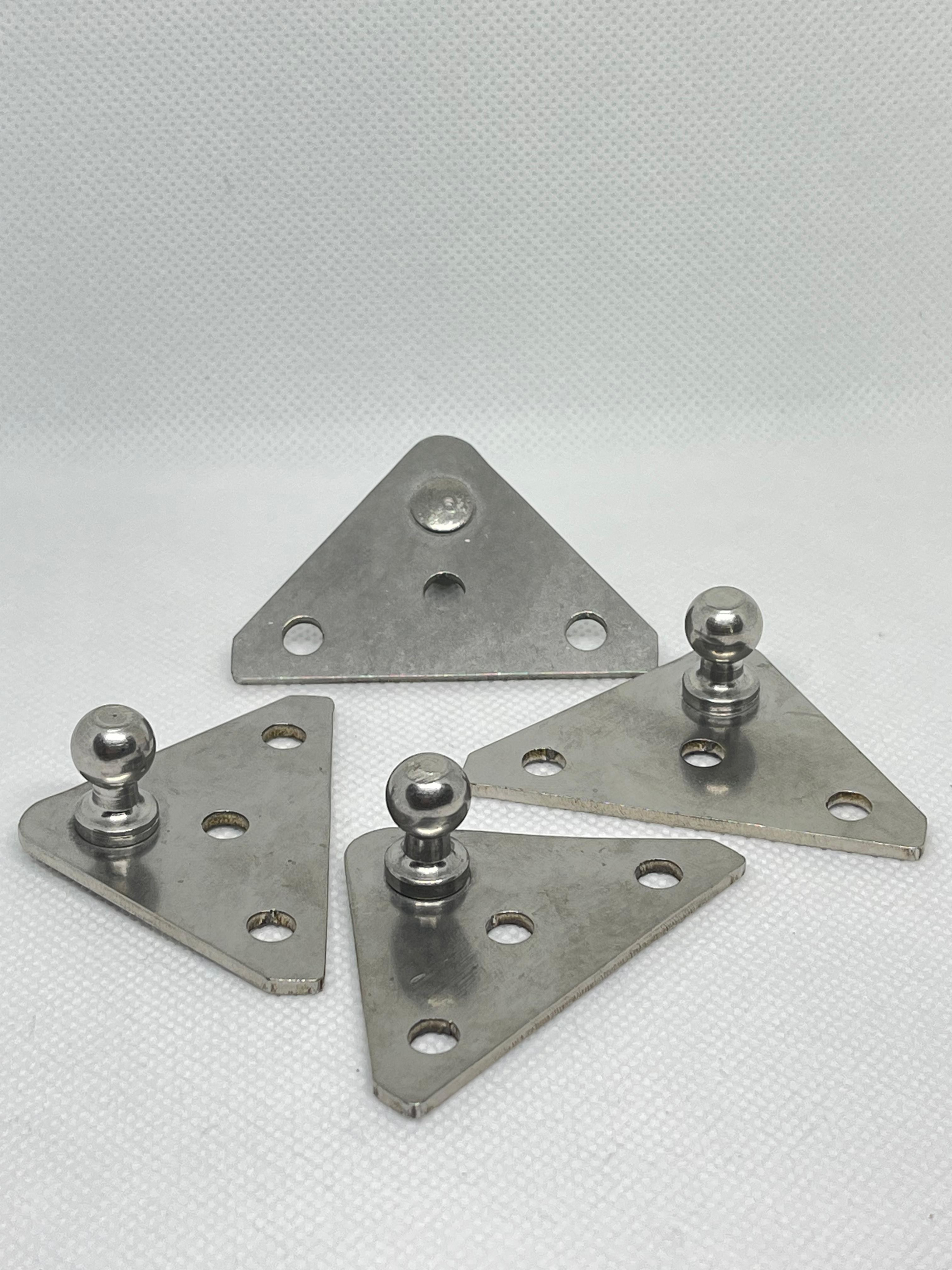 SpringFixUk 2x stainless steel gas strut ball stud brackets with 10mm ball studs, angled mounting plates.