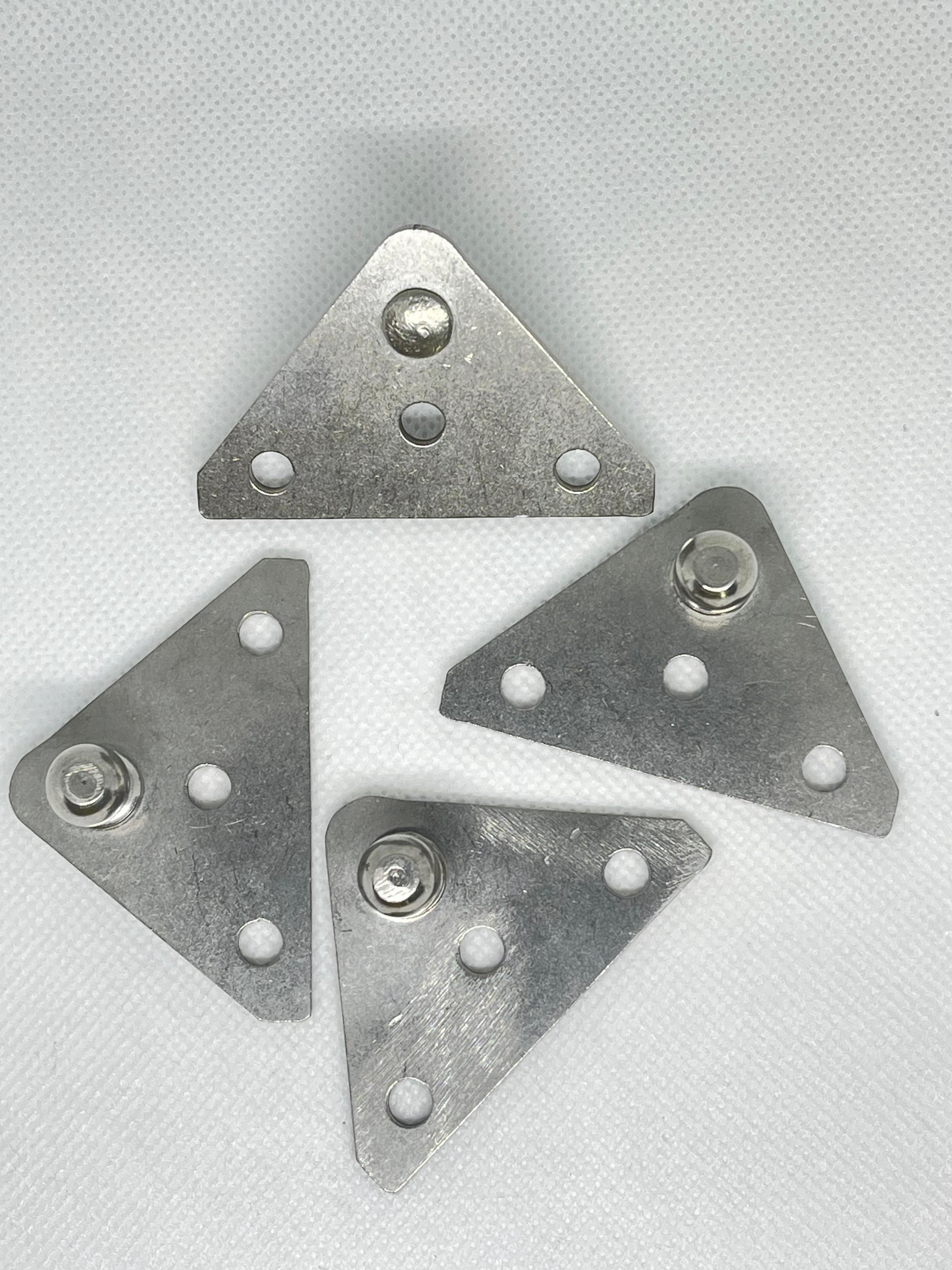 SpringFixUk 2x stainless steel gas strut brackets with 10mm ball studs, angled triangular mounting plates.