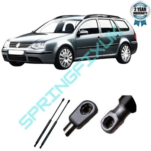 SpringFixUk pair of black tailgate gas struts for VW Bora Variant 1999-2005, 500N force, steel construction.