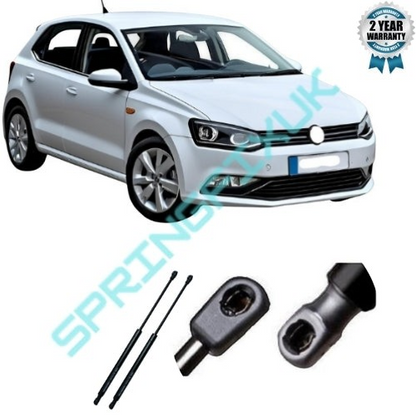 SpringFixUk pair of black steel tailgate gas struts for VW Polo Hatchback, OEM 6N0823359, 250N, 590mm