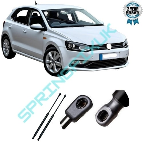 SpringFixUk pair of black steel tailgate gas struts for VW Polo Hatchback, OEM 6N0823359, 250N, 590mm