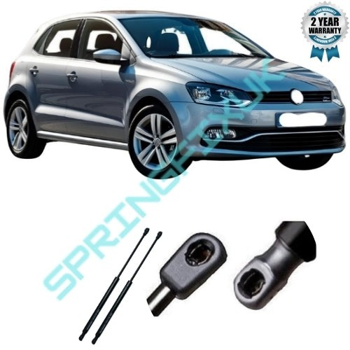 SpringFixUk 2x rear boot gas struts for VW Polo 2009-2017, black steel, 325N force, 525mm length.