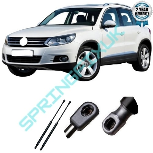 SpringFixUk pair of black steel tailgate gas struts for VW Tiguan 2007-2016, 500N lift force.