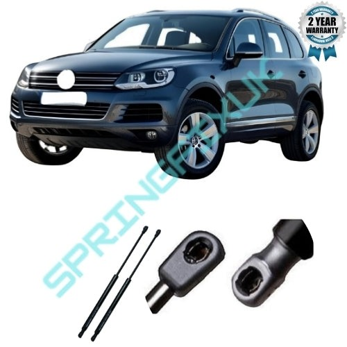SpringFixUk 2x black steel tailgate gas struts for VW Touareg, 125N, 535mm, OEM compatible.