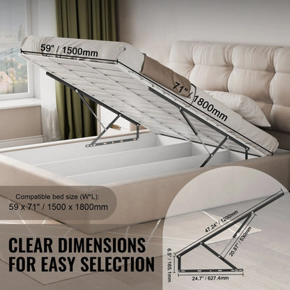 1200mm ottoman bed lift mechanism fitted to a foot-end opening storage bed, approx. 1500 x 1800mm platform